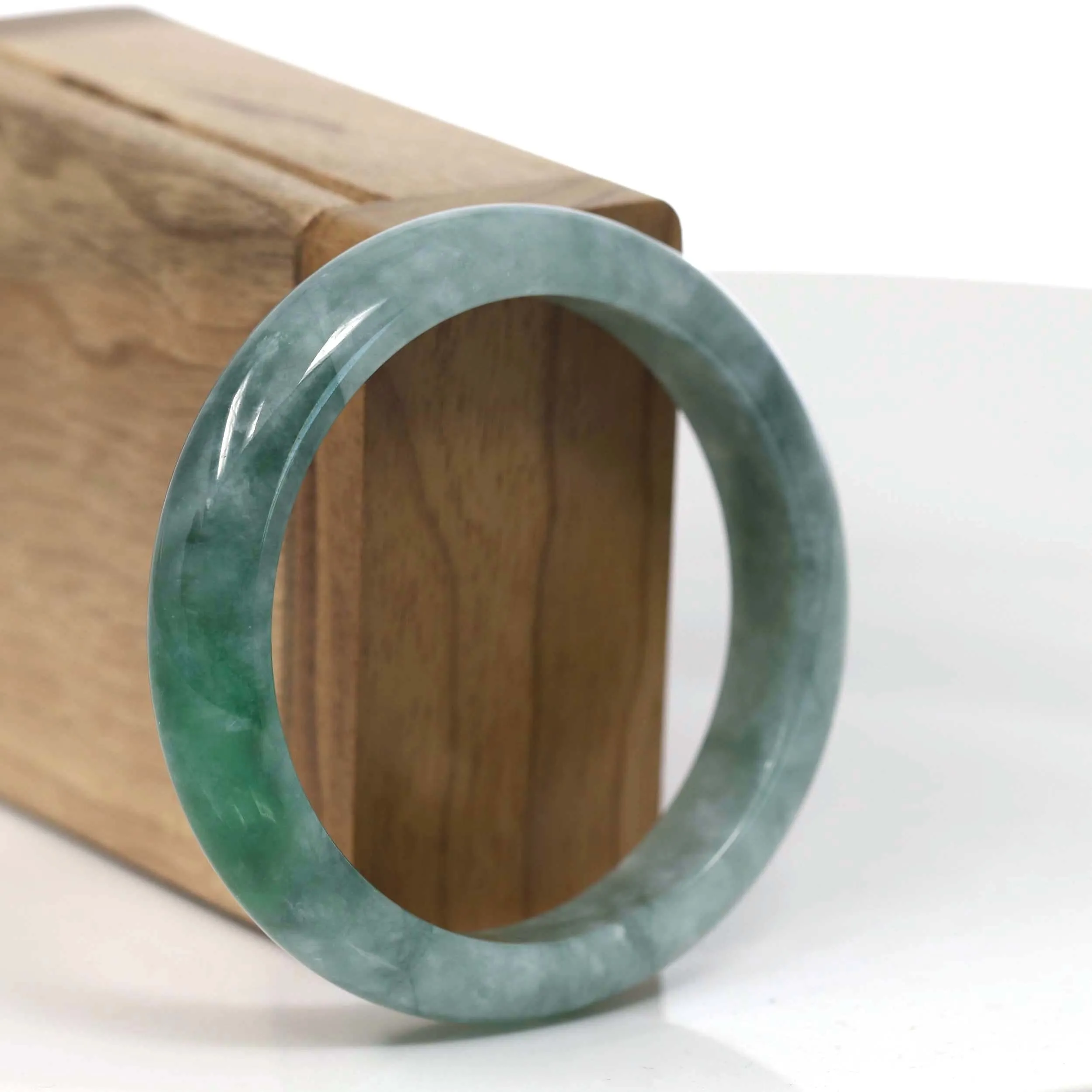 Baikalla "Classic Bangle" Forest Green Natural Burmese Jadeite Jade Bangle ( 55.43mm ) #T130
