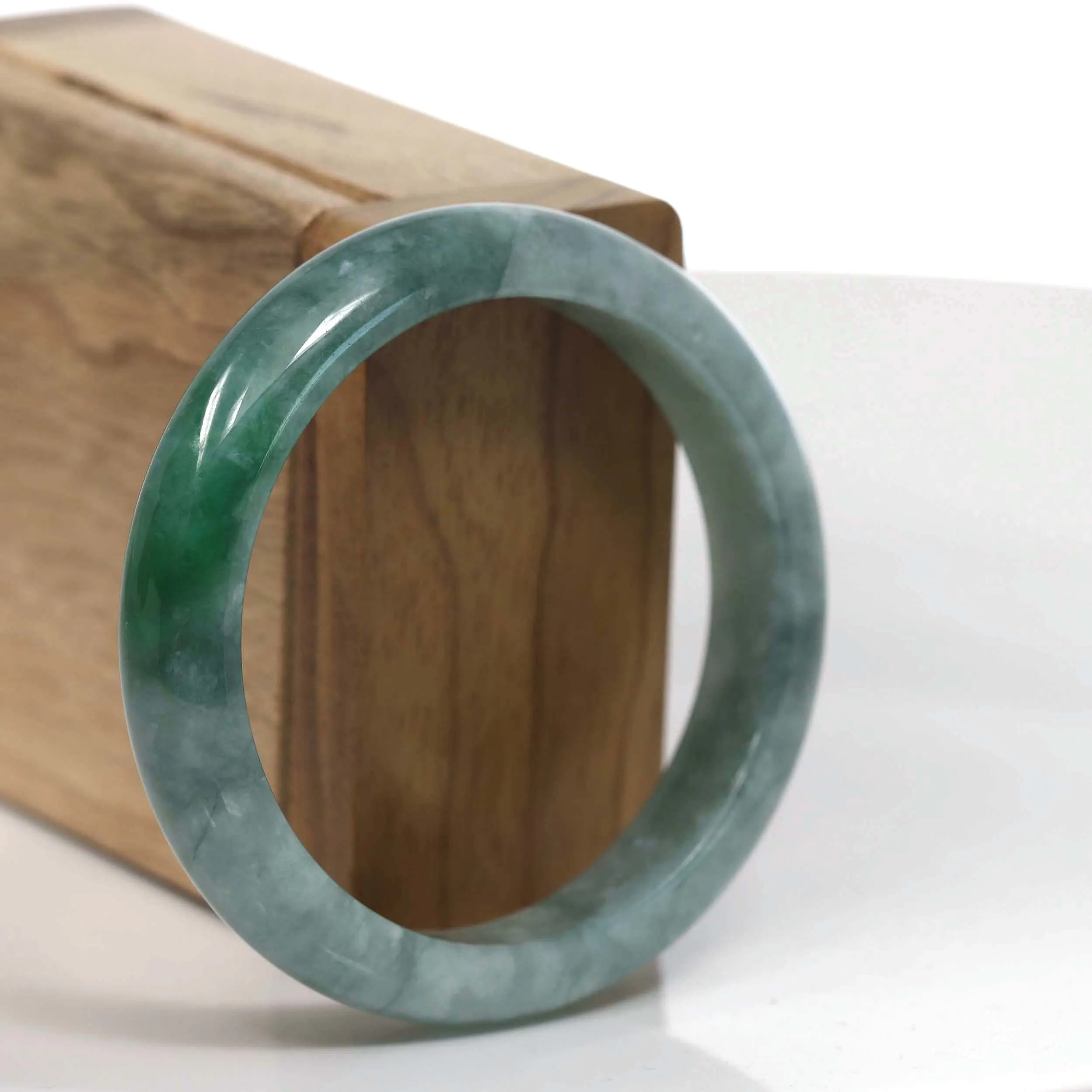 Baikalla "Classic Bangle" Forest Green Natural Burmese Jadeite Jade Bangle ( 55.43mm ) #T130