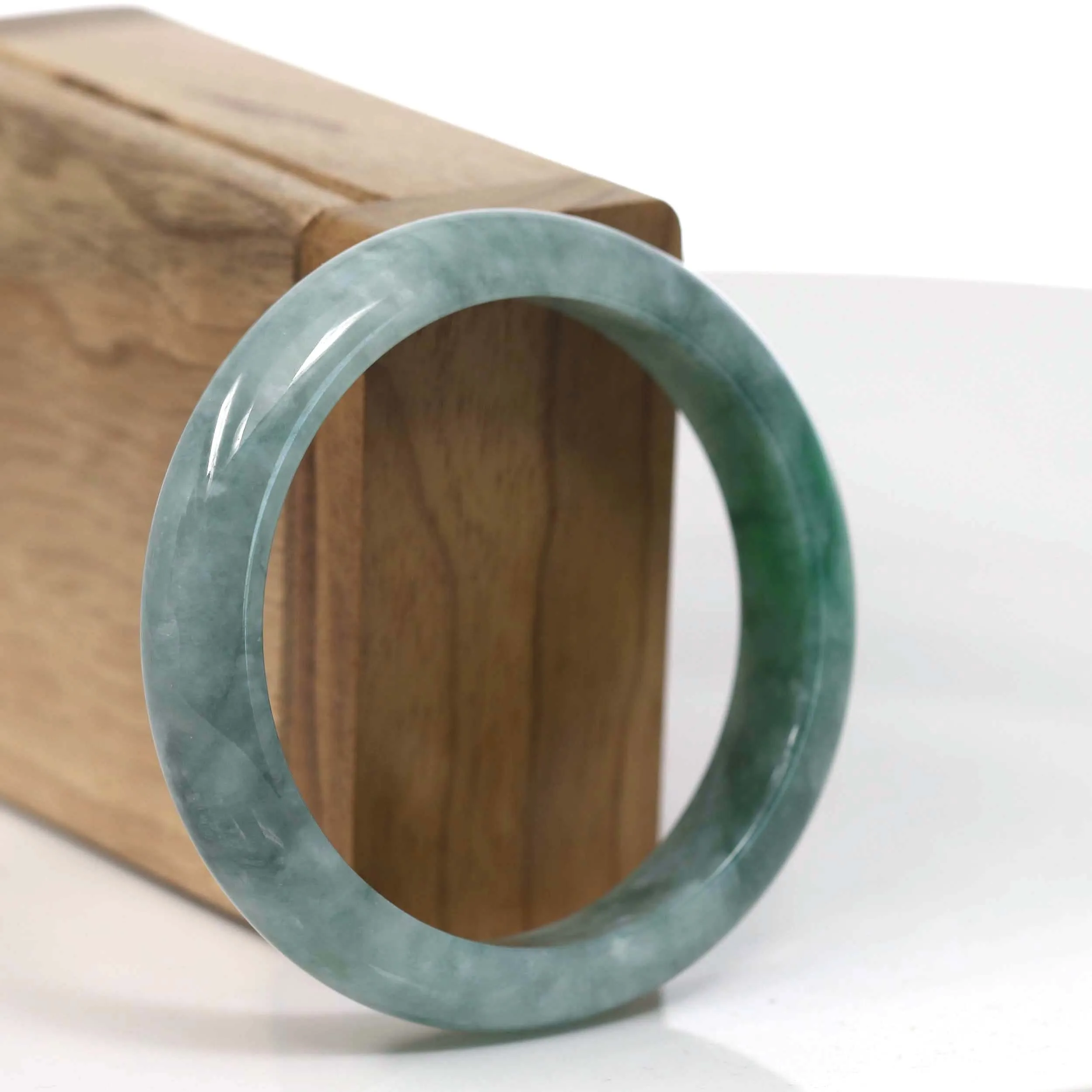 Baikalla "Classic Bangle" Forest Green Natural Burmese Jadeite Jade Bangle ( 55.43mm ) #T130