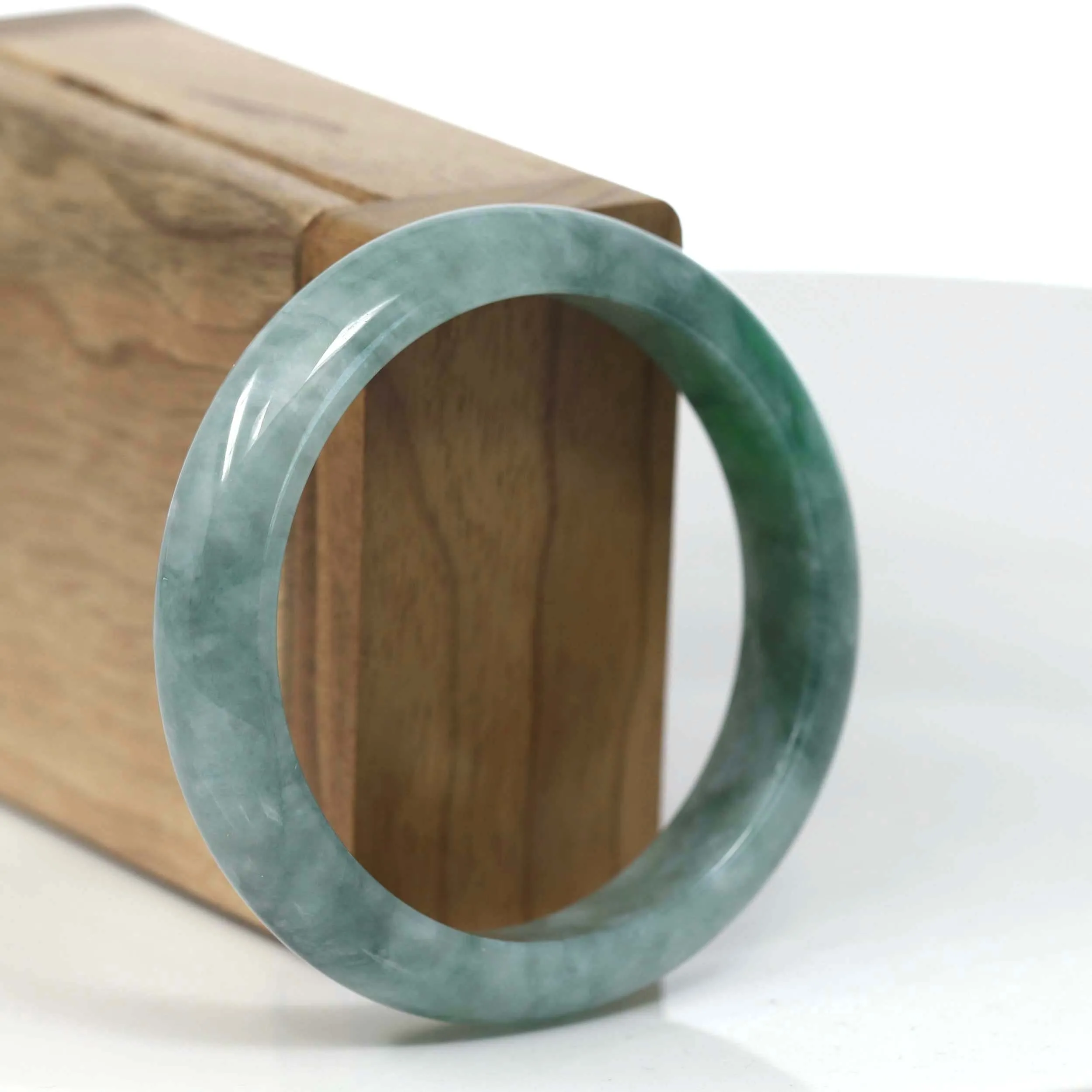 Baikalla "Classic Bangle" Forest Green Natural Burmese Jadeite Jade Bangle ( 55.43mm ) #T130