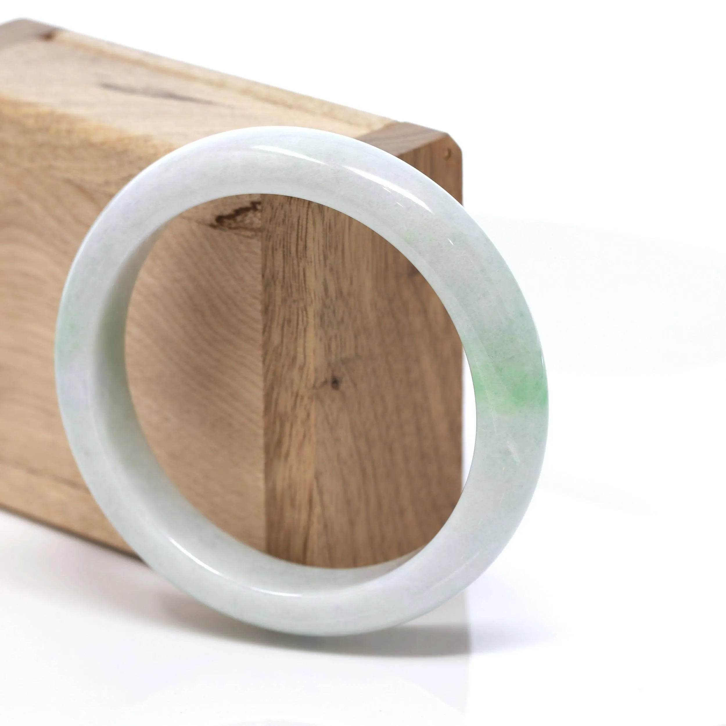 Baikalla™ "Classic Bangle" Genuine Burmese Green Jadeite Jade Bangle Bracelet (58.6 mm) #178