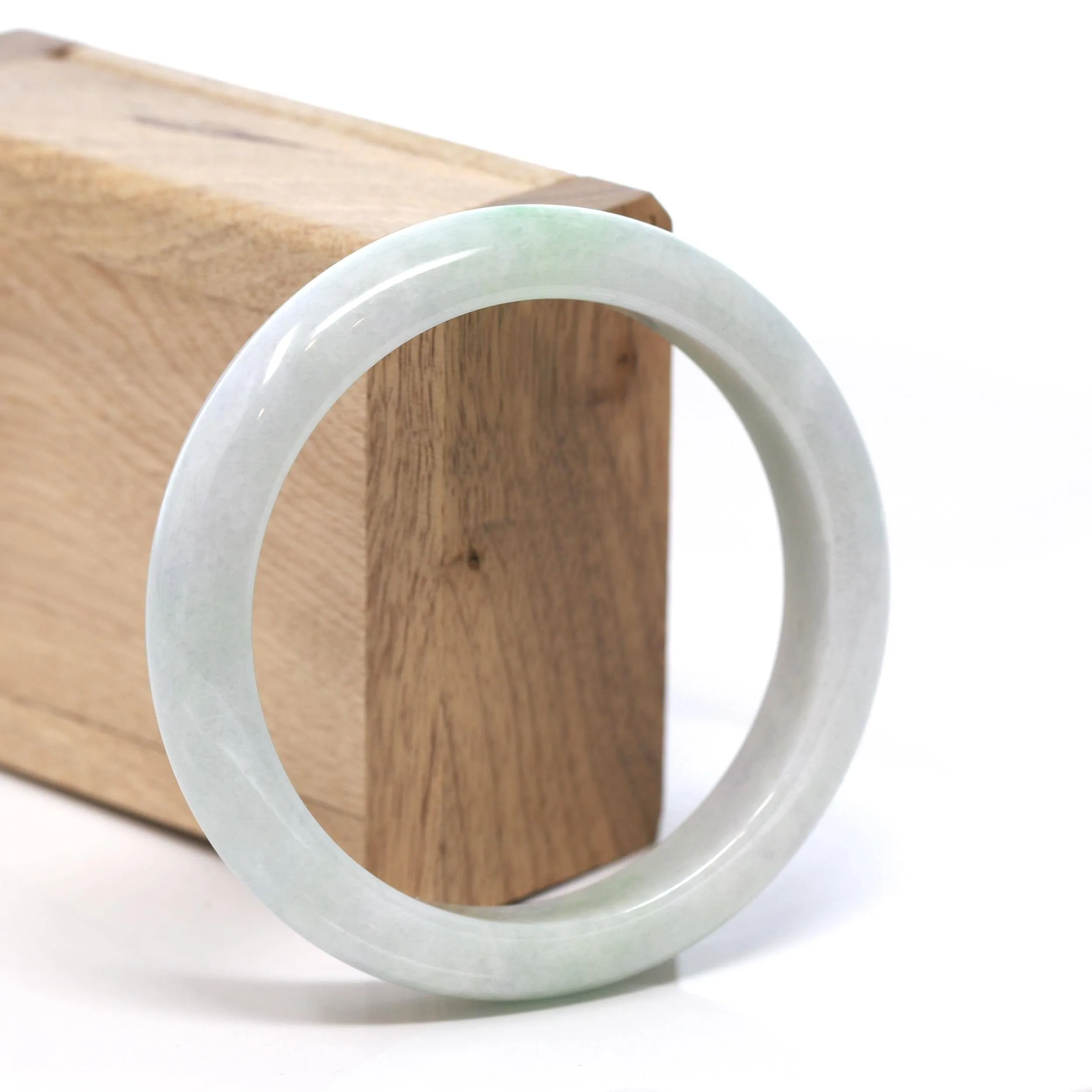 Baikalla™ "Classic Bangle" Genuine Burmese Green Jadeite Jade Bangle Bracelet (58.6 mm) #178