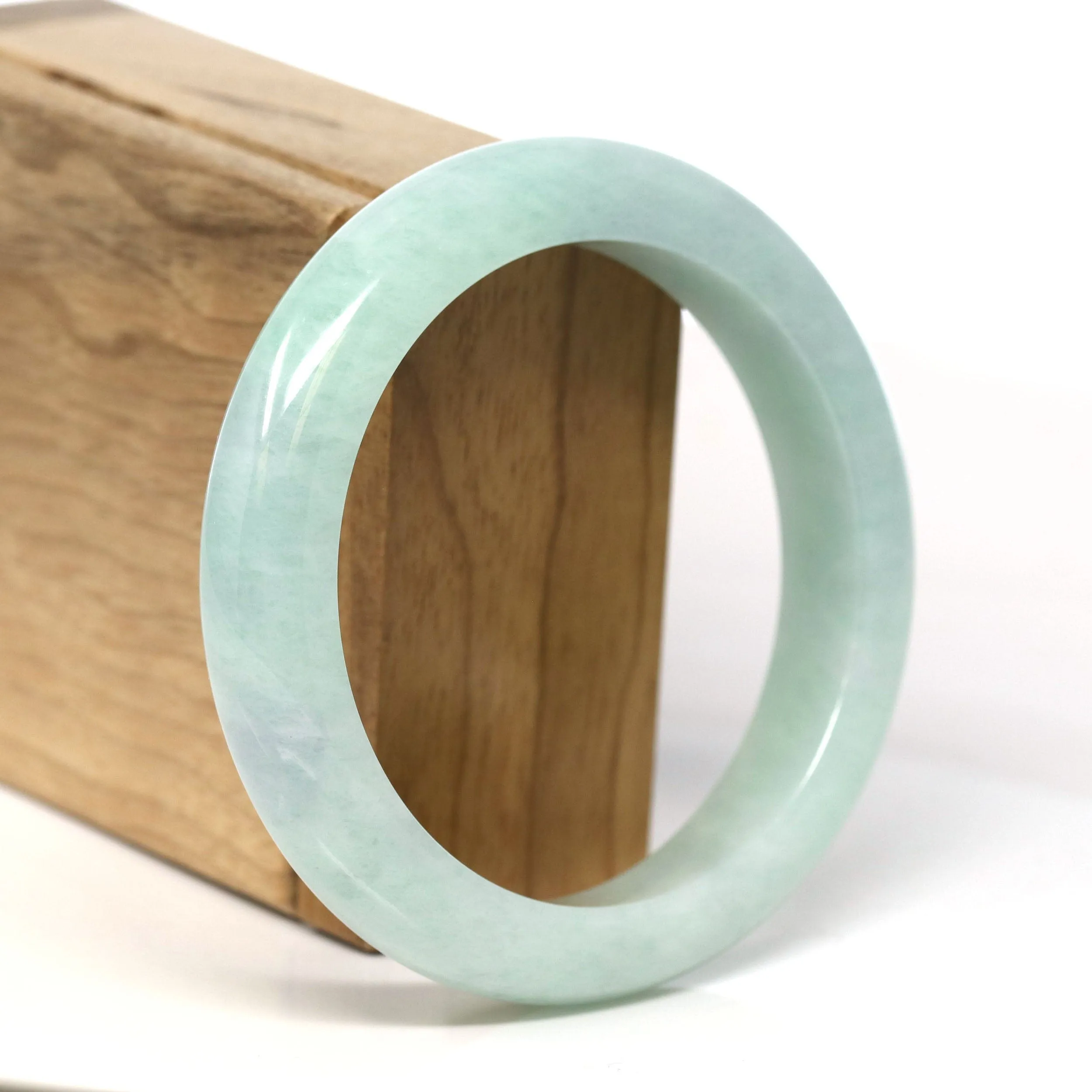 Baikalla "Half Round" Green Jadeite Jade Bangle Bracelet (58.48 mm) #T374