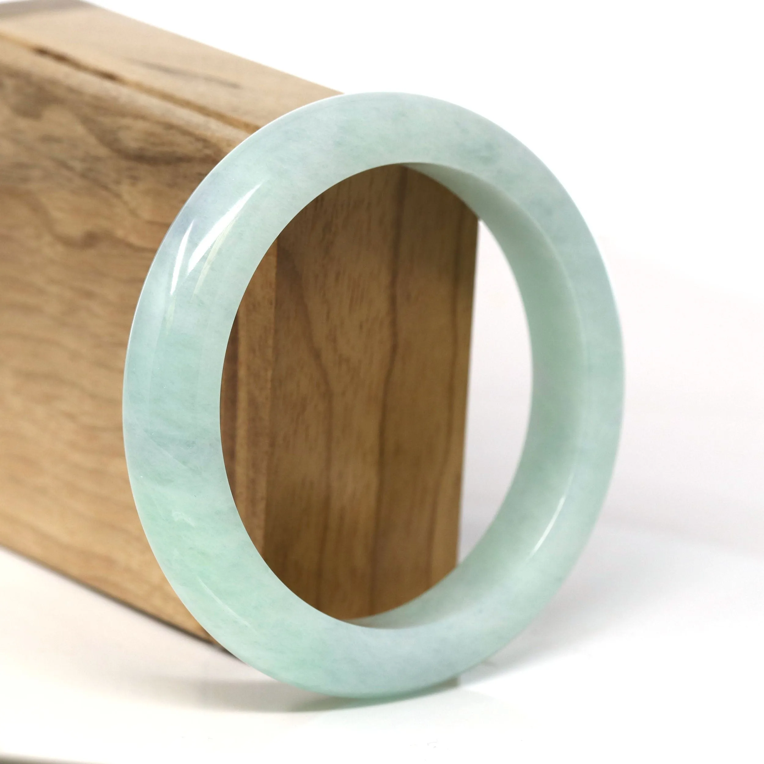 Baikalla "Half Round" Green Jadeite Jade Bangle Bracelet (58.48 mm) #T374