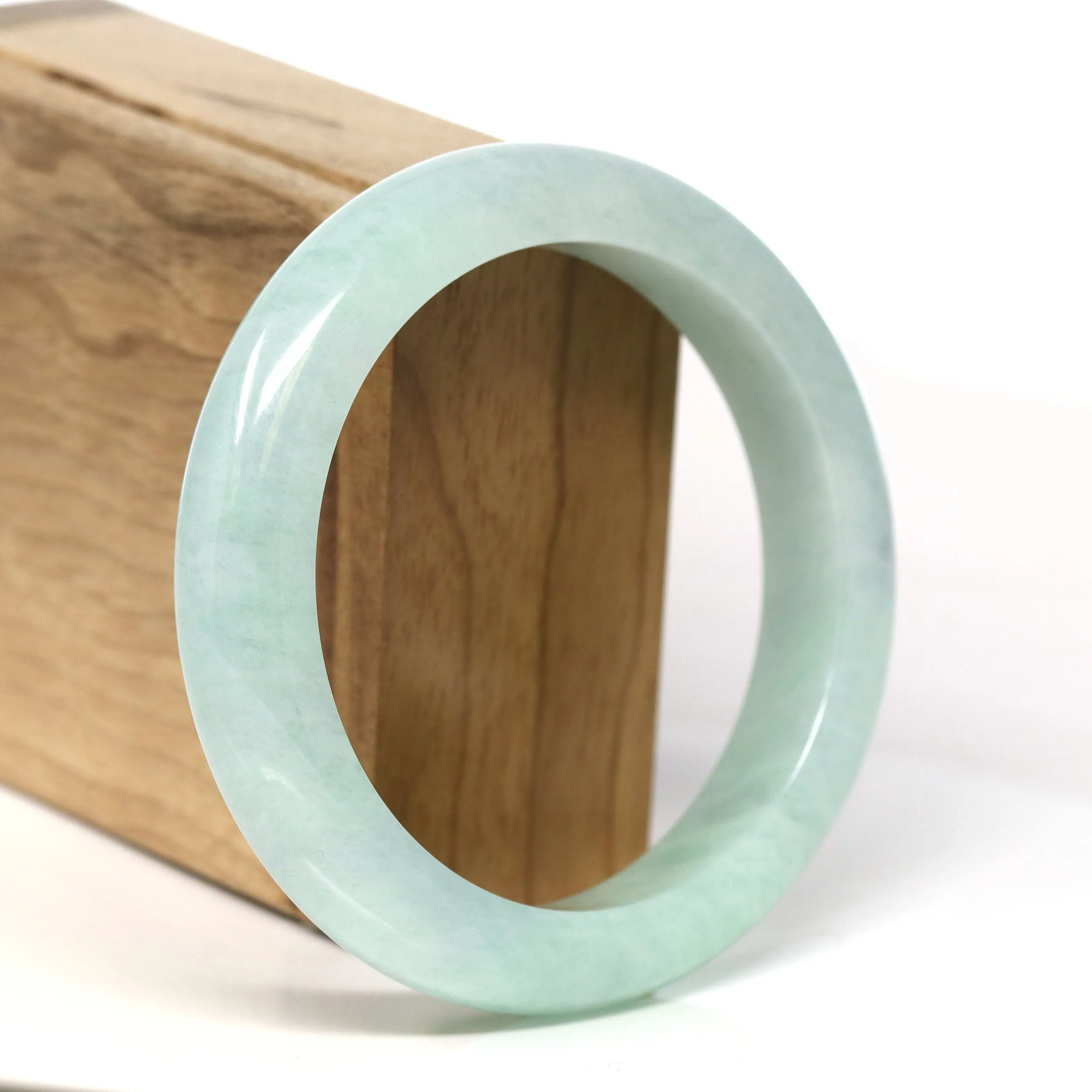 Baikalla "Half Round" Green Jadeite Jade Bangle Bracelet (58.48 mm) #T374