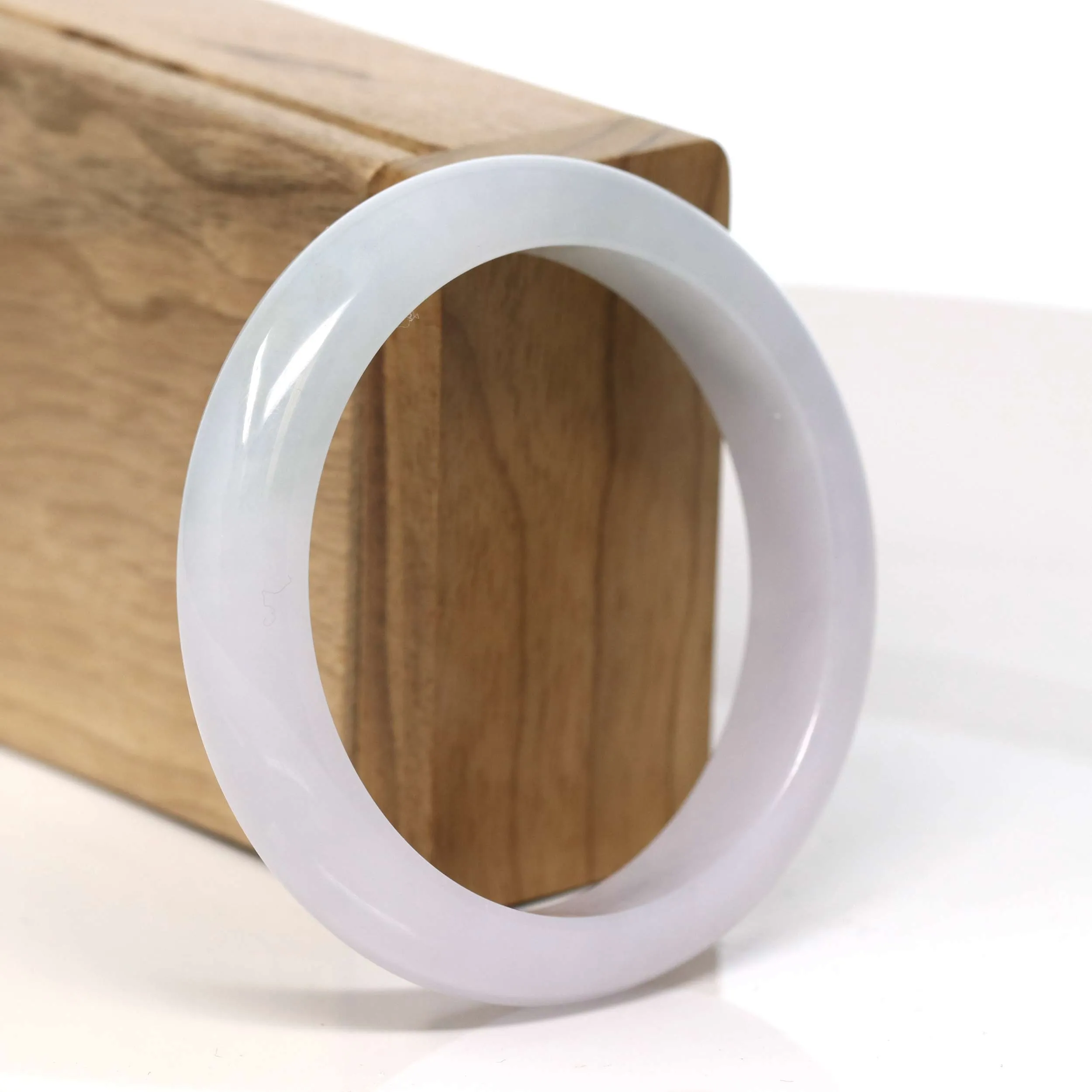 Baikalla "Half Round" Light Green Lavender Jadeite Jade Bangle Bracelet (57mm) #T345