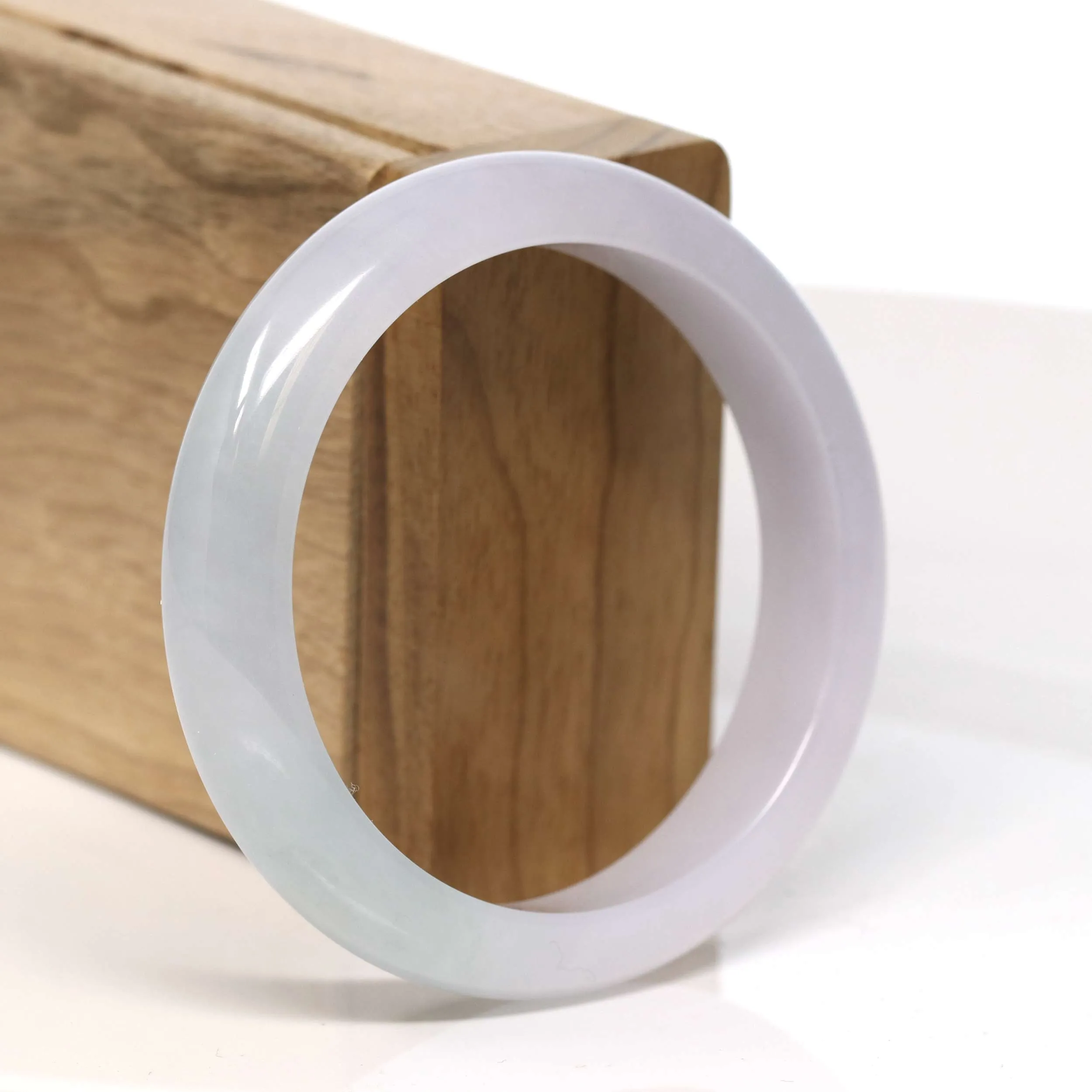 Baikalla "Half Round" Light Green Lavender Jadeite Jade Bangle Bracelet (57mm) #T345