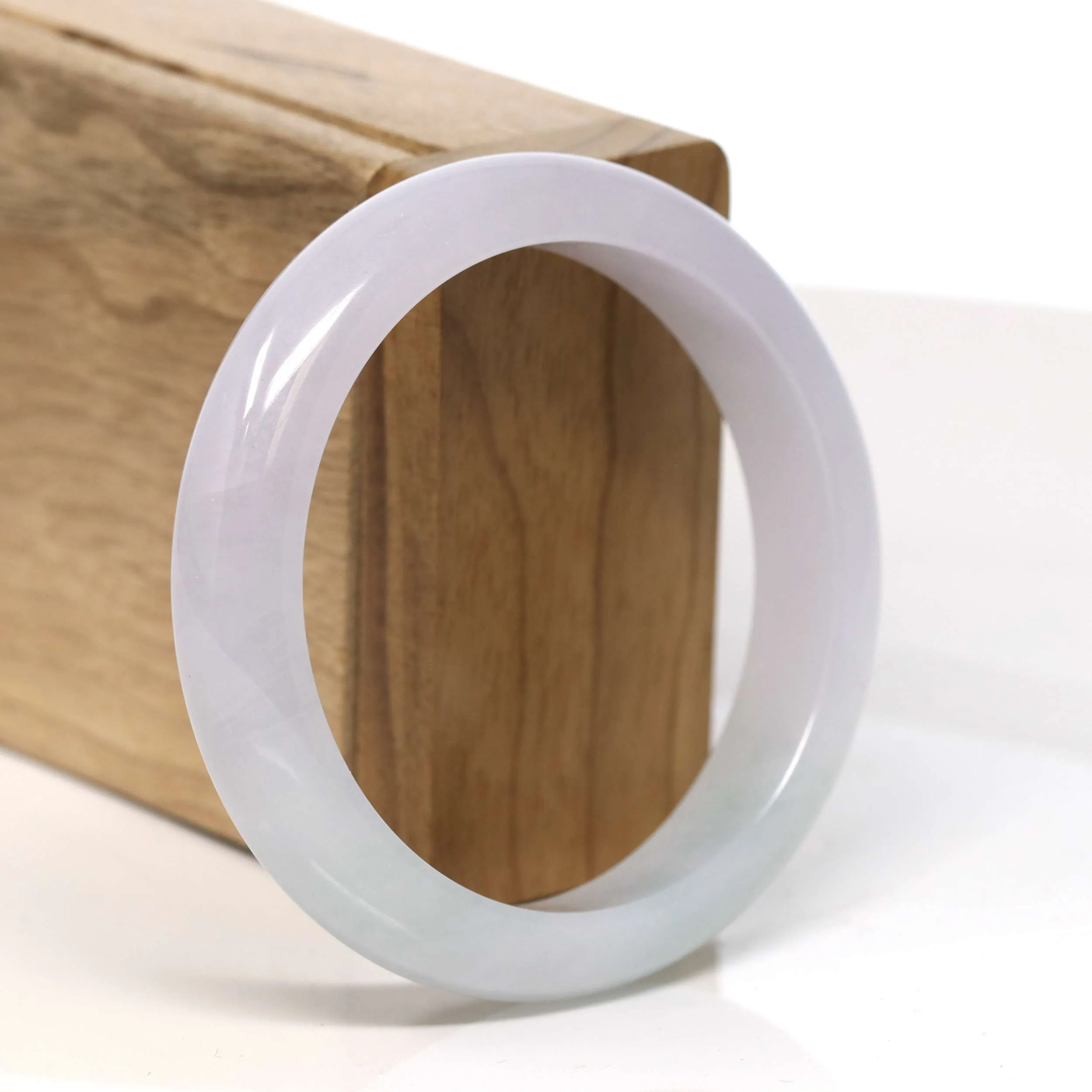 Baikalla "Half Round" Light Green Lavender Jadeite Jade Bangle Bracelet (57mm) #T345
