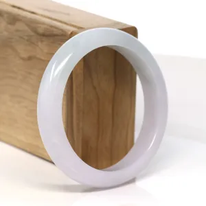 Baikalla "Half Round" Light Green Lavender Jadeite Jade Bangle Bracelet (57mm) #T345
