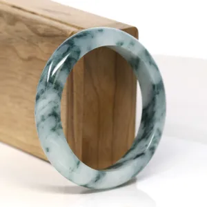 Baikalla "Half Round" Unique Blue Green Jadeite Jade Bangle Bracelet (56.58 mm) #T352