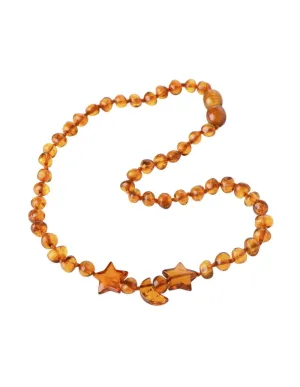 Balti amber necklace moon & stars pendant