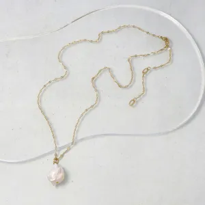 Baroque Pearl Gold Tone Chain Necklace