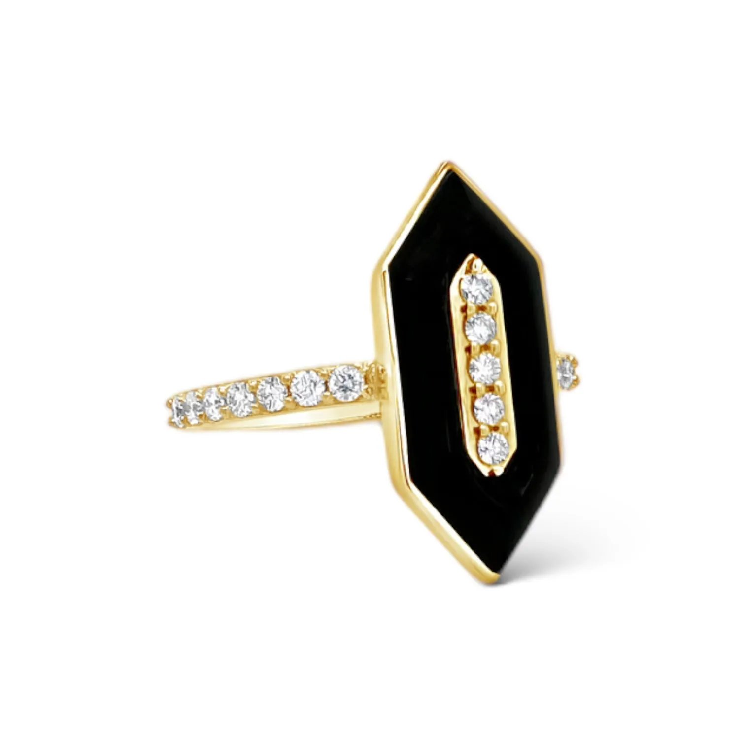Black Onyx & Diamond Deco Ring