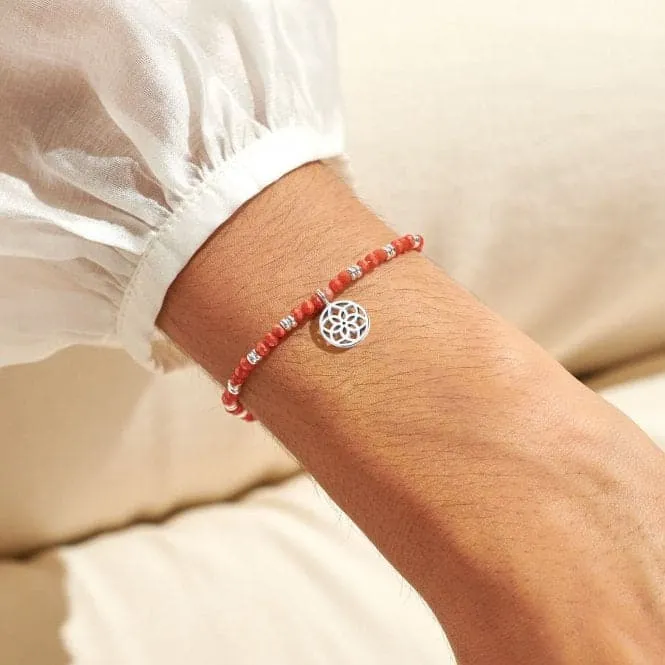 Boho Beads Dreamcatcher Coral & Silver 17.5cm Stretch Bracelet 6808