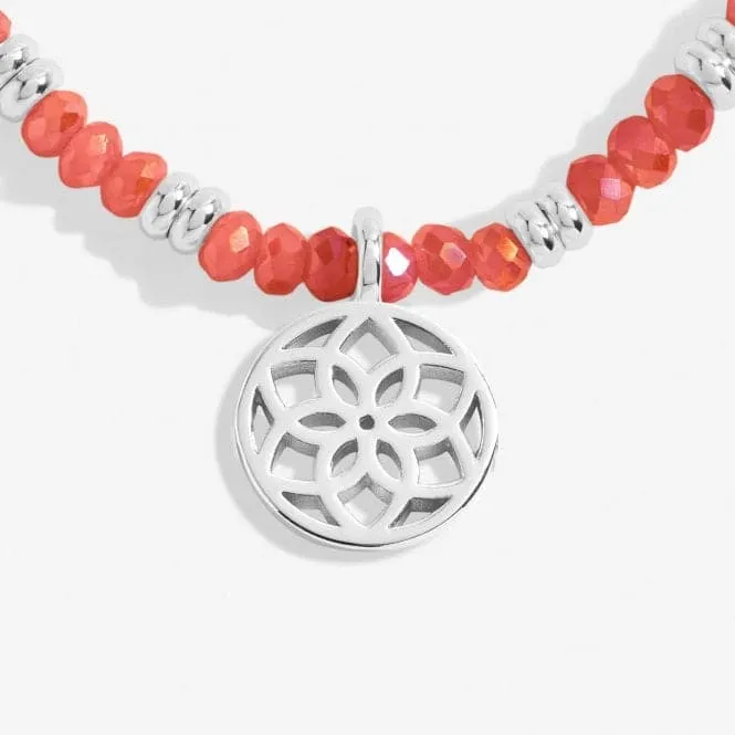 Boho Beads Dreamcatcher Coral & Silver 17.5cm Stretch Bracelet 6808