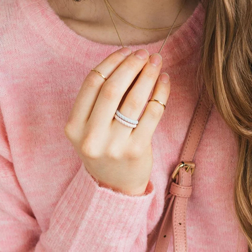 Braided Stackable Silicone Ring - Misty Grey