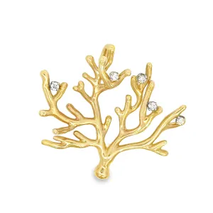 Branch Coral Pendant, 14Kt & Diamonds
