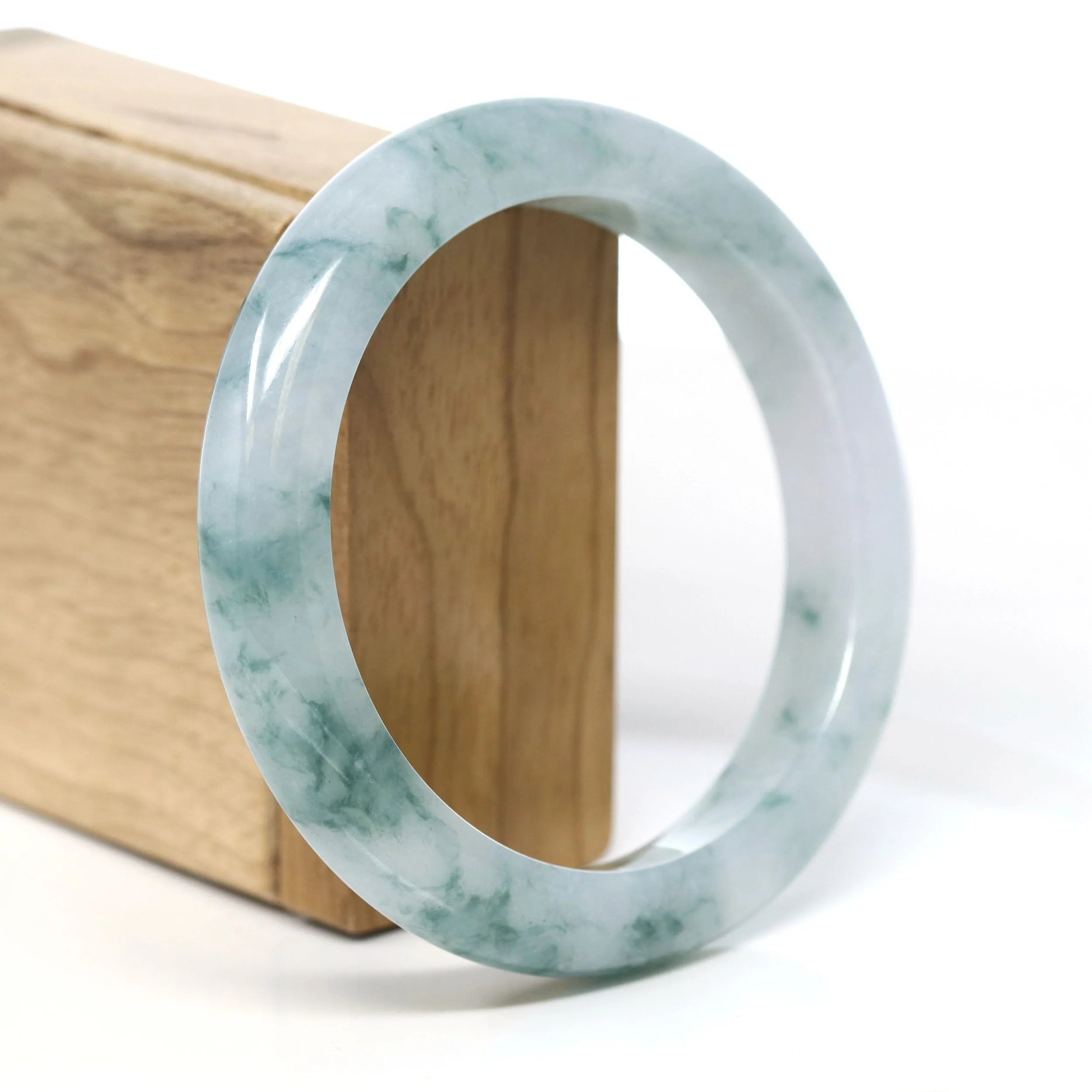 Burmese High-end Ice blue green Jade Jadeite Bangle Bracelet (61.67mm) ( Collectibles )T267