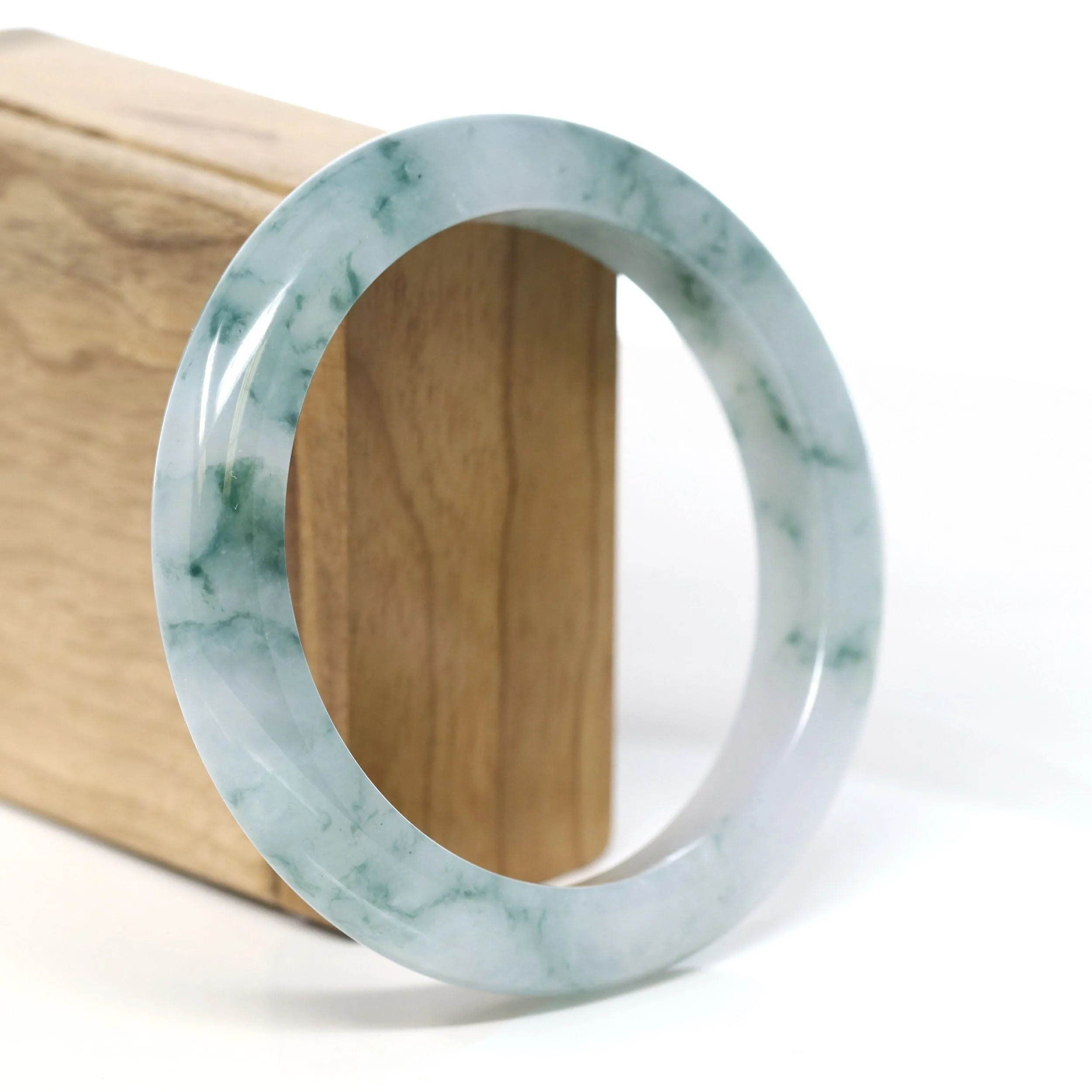 Burmese High-end Ice blue green Jade Jadeite Bangle Bracelet (61.67mm) ( Collectibles )T267