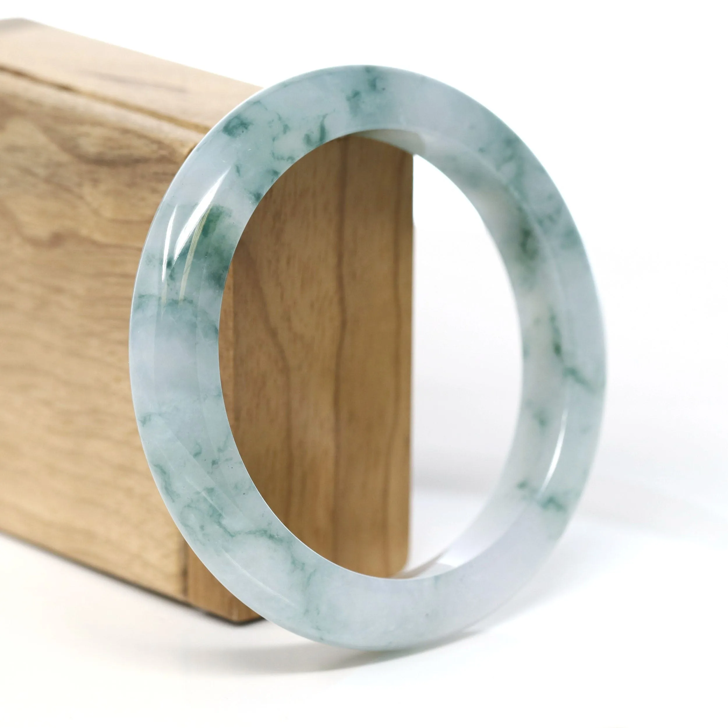 Burmese High-end Ice blue green Jade Jadeite Bangle Bracelet (61.67mm) ( Collectibles )T267