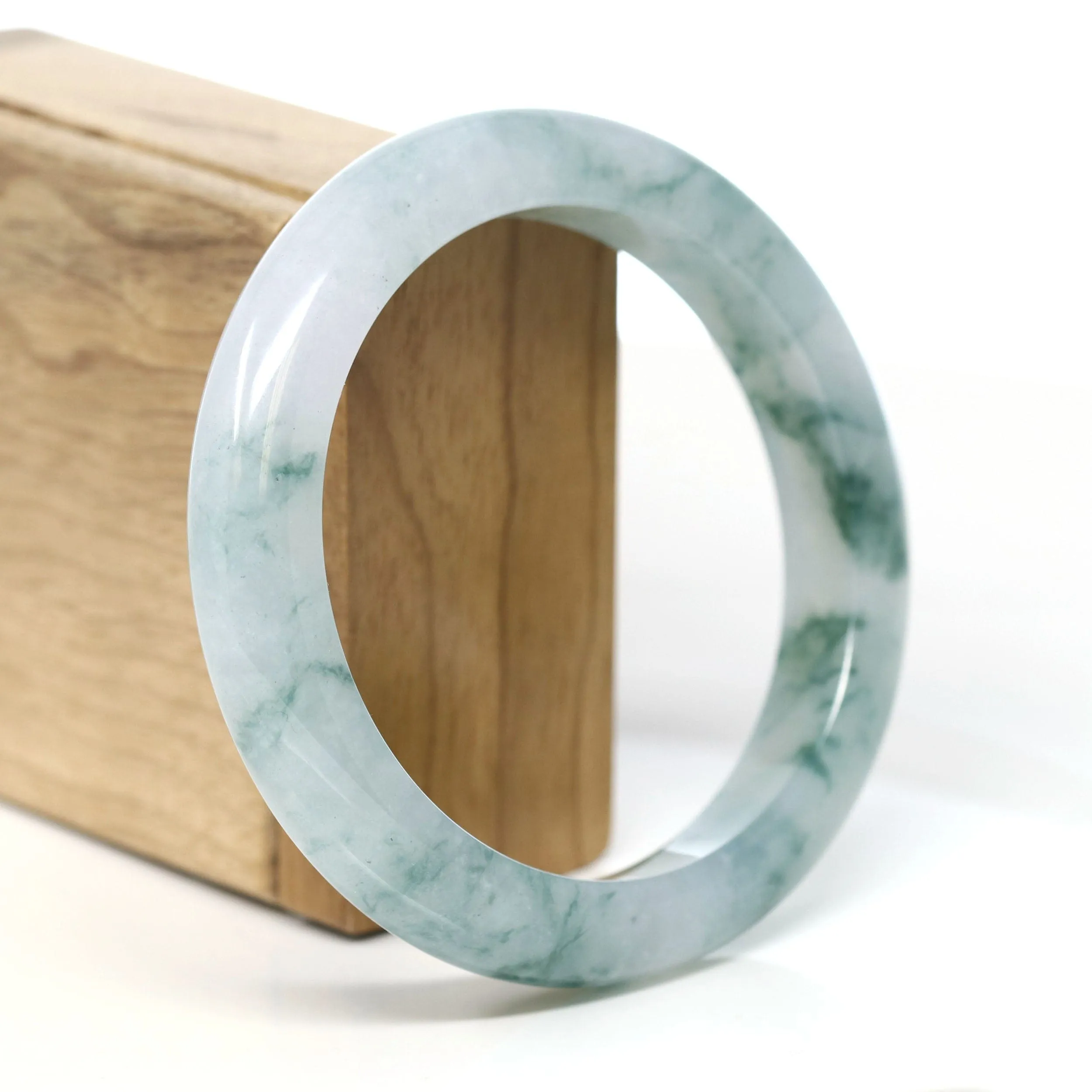 Burmese High-end Ice blue green Jade Jadeite Bangle Bracelet (61.67mm) ( Collectibles )T267
