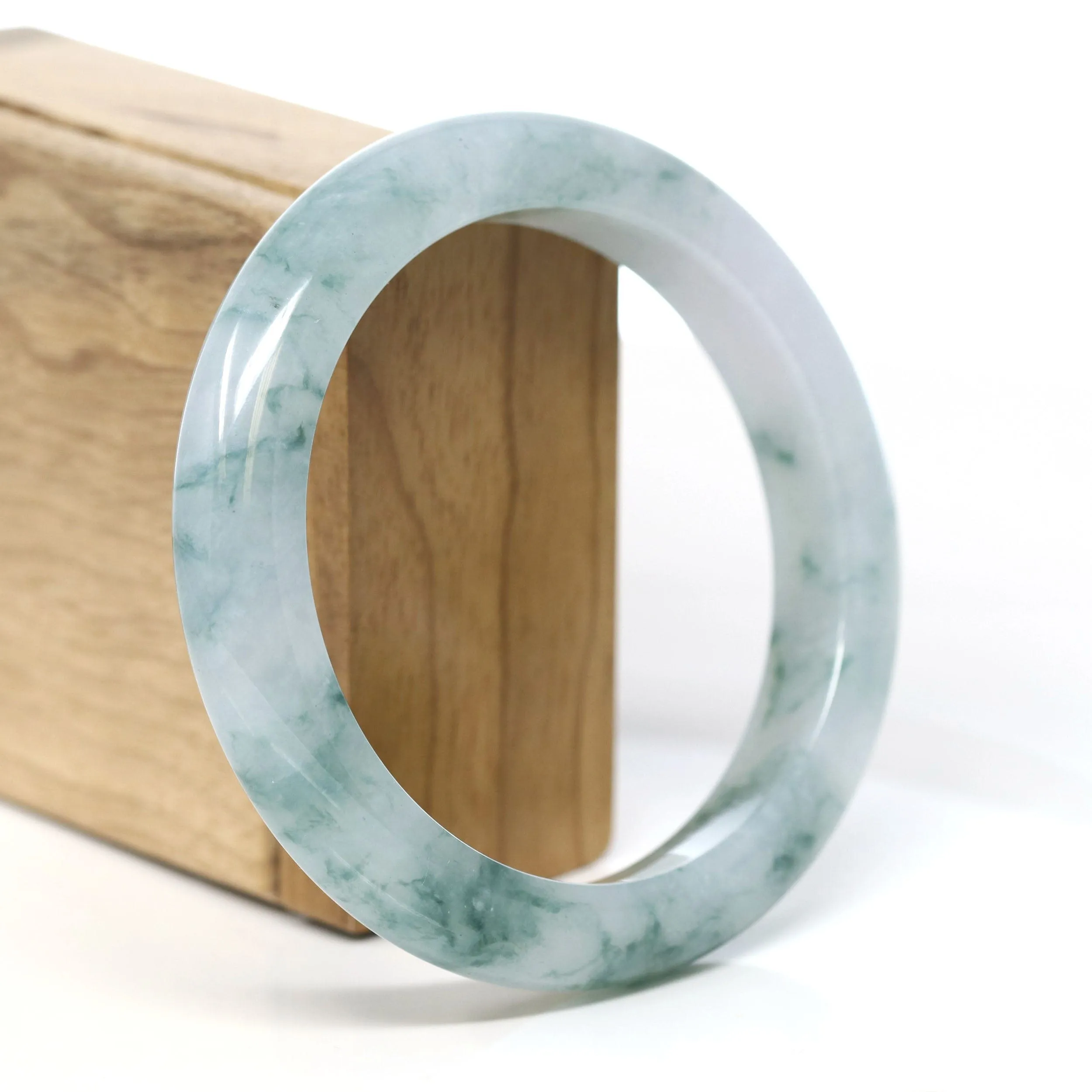 Burmese High-end Ice blue green Jade Jadeite Bangle Bracelet (61.67mm) ( Collectibles )T267