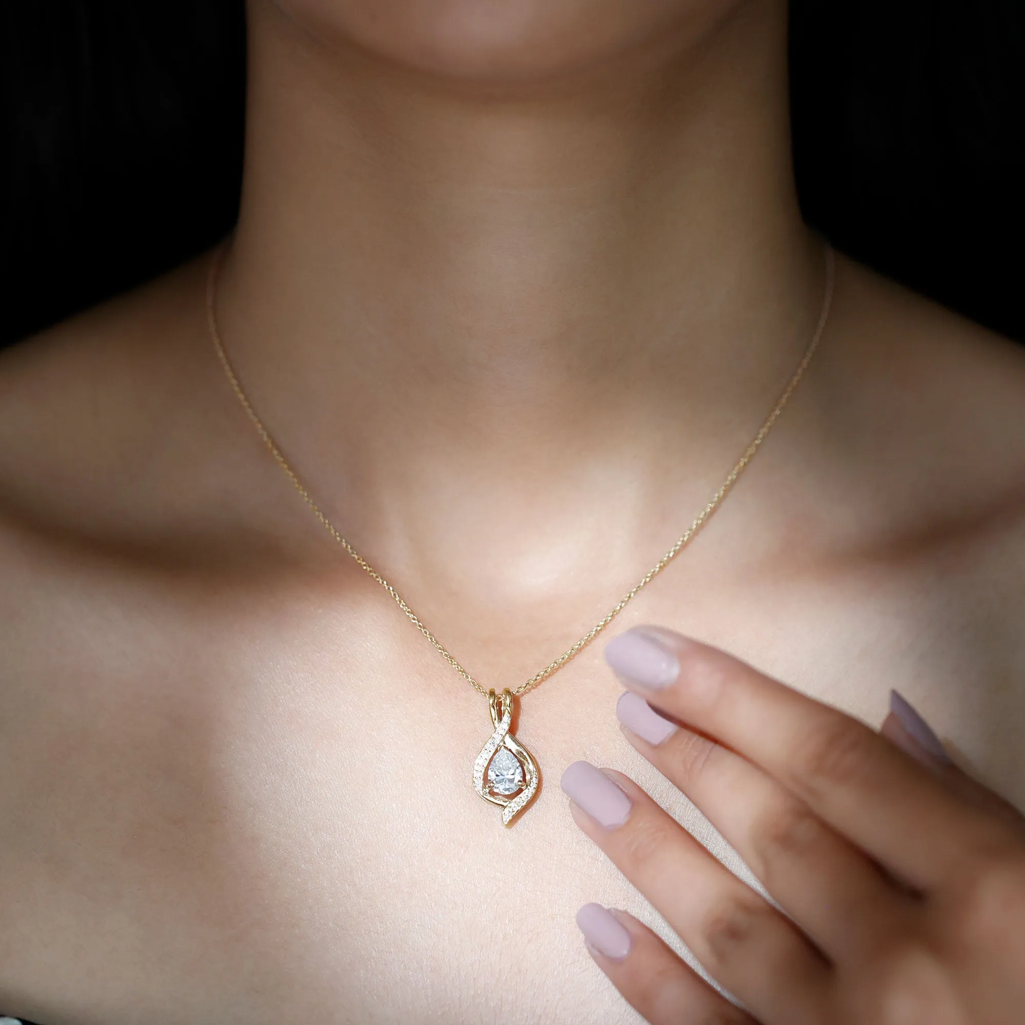 Certified Moissanite Classic Teardrop Pendant