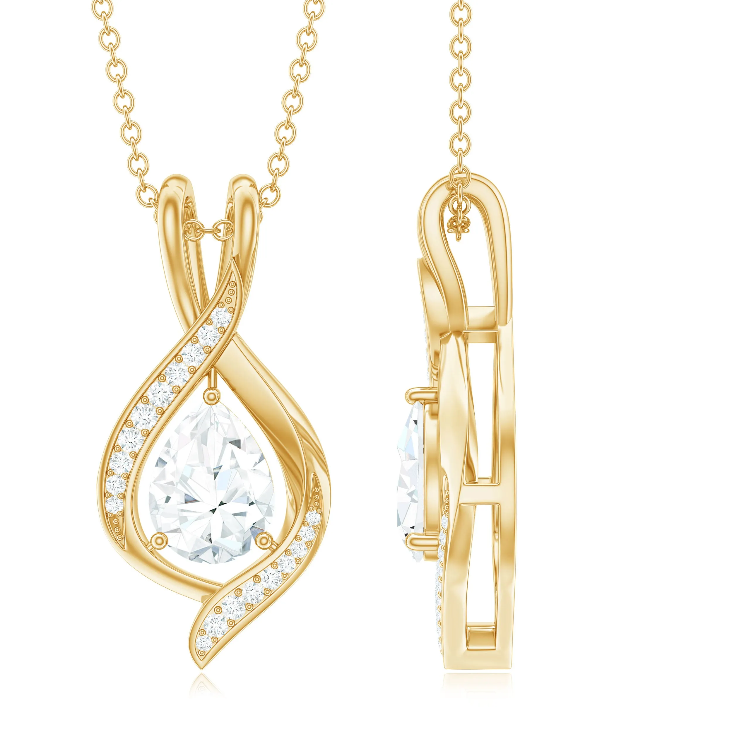 Certified Moissanite Classic Teardrop Pendant