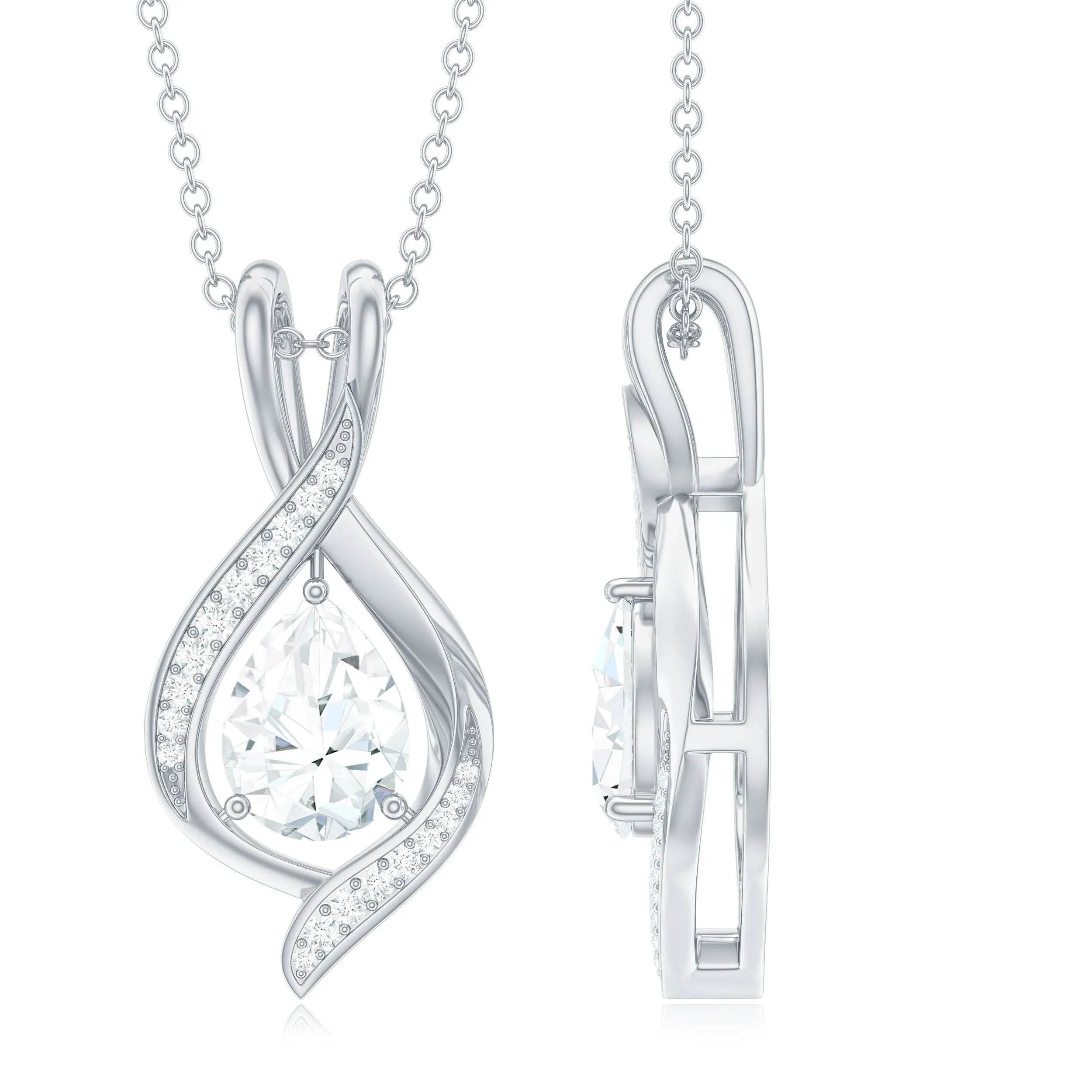 Certified Moissanite Classic Teardrop Pendant