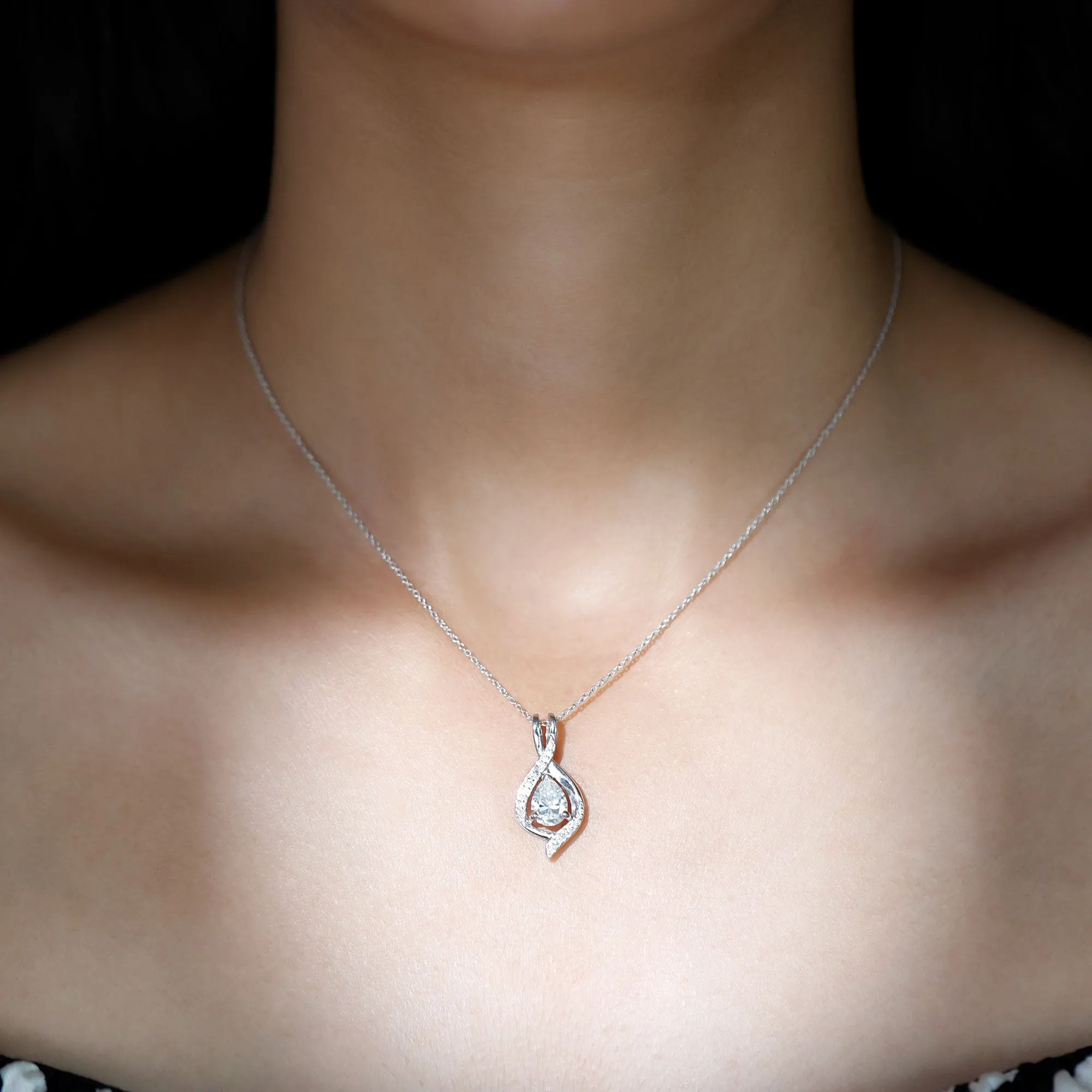Certified Moissanite Classic Teardrop Pendant