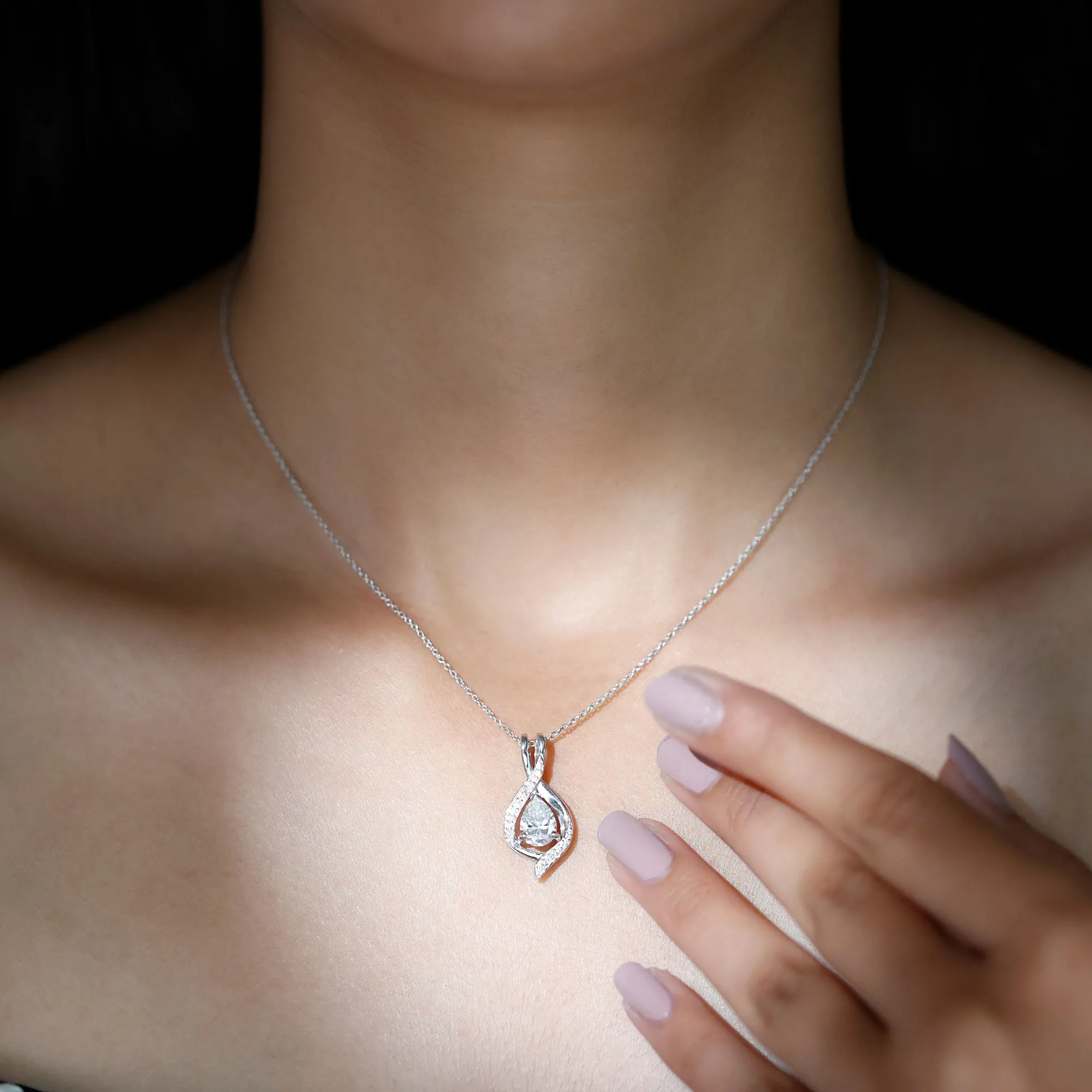 Certified Moissanite Classic Teardrop Pendant