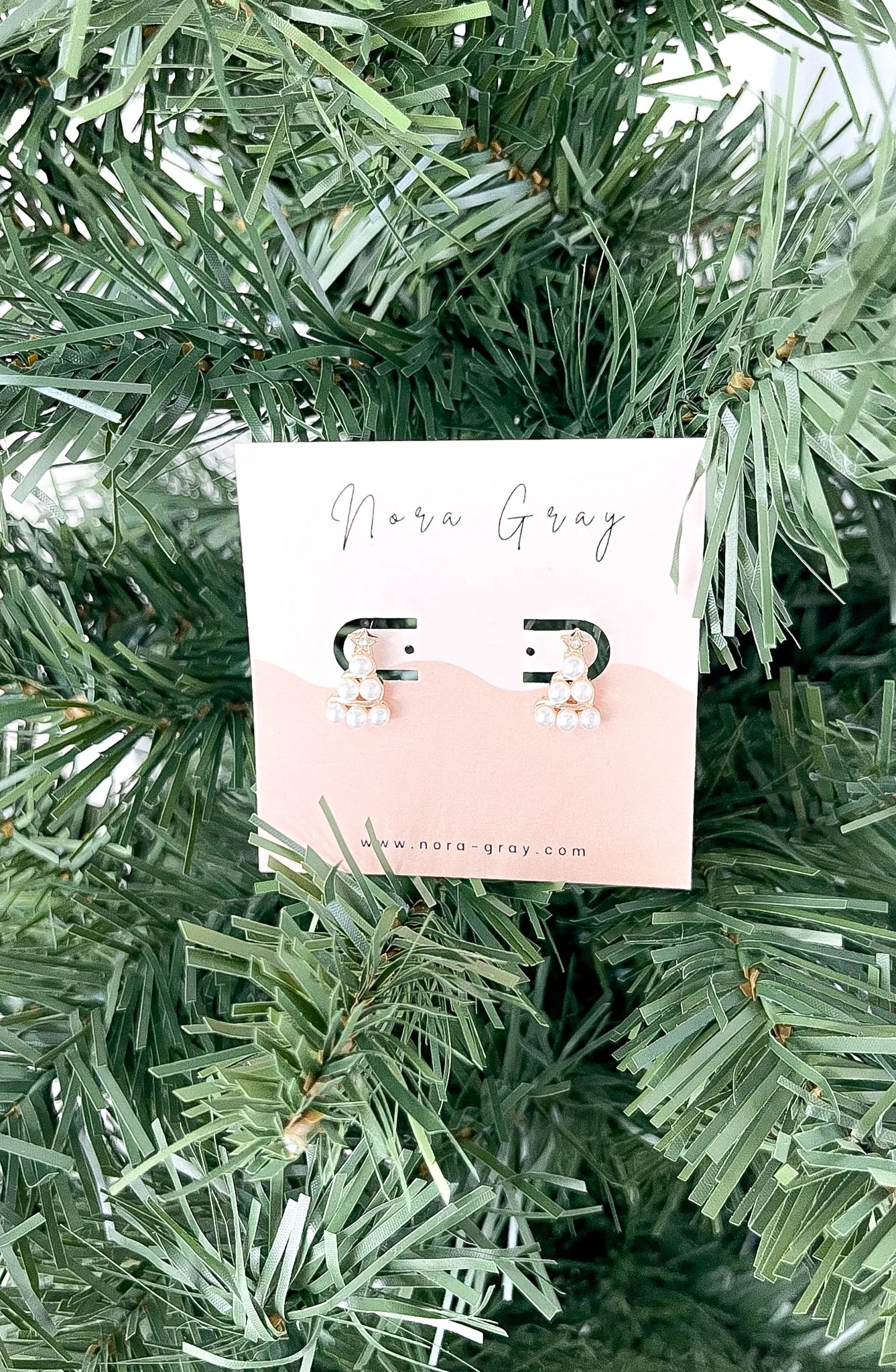 Christmas Tree Pearl Stud Earrings