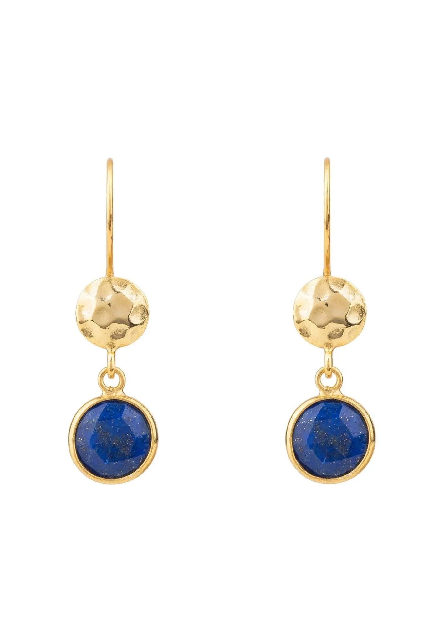 Circle & Hammer Earrings Gold Lapis Lazuli