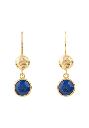 Circle & Hammer Earrings Gold Lapis Lazuli