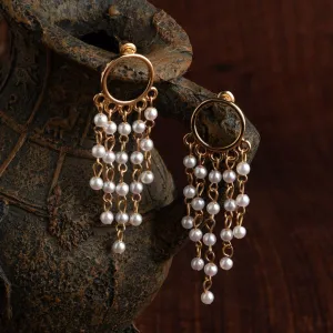 Circle Shaped Hanging Pearl Drop Earring