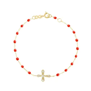 Classic Cross Vintage Diamond Bracelet - Coral
