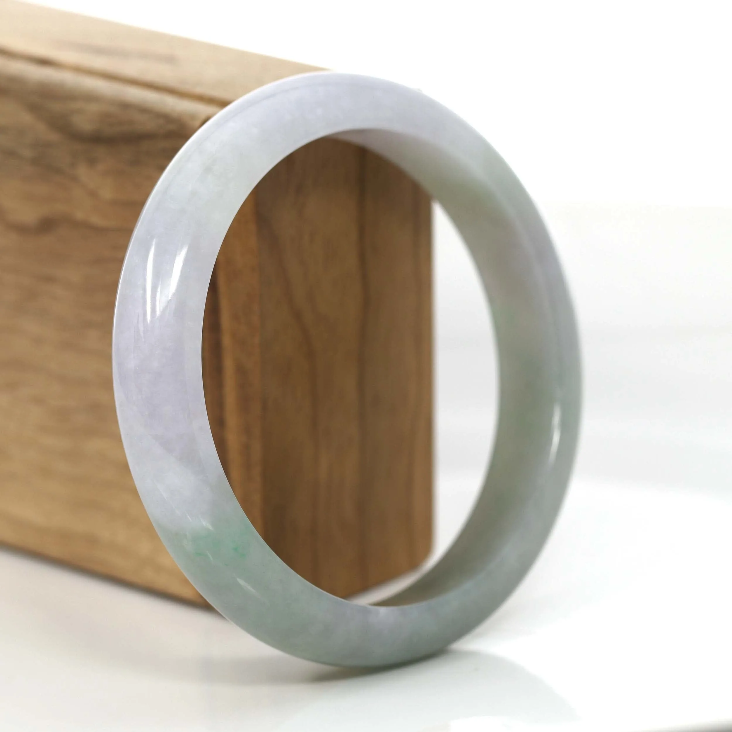 Classic Lavender- Green Burmese Jadeite Jade Bangle Bracelet (60.46 mm) #701