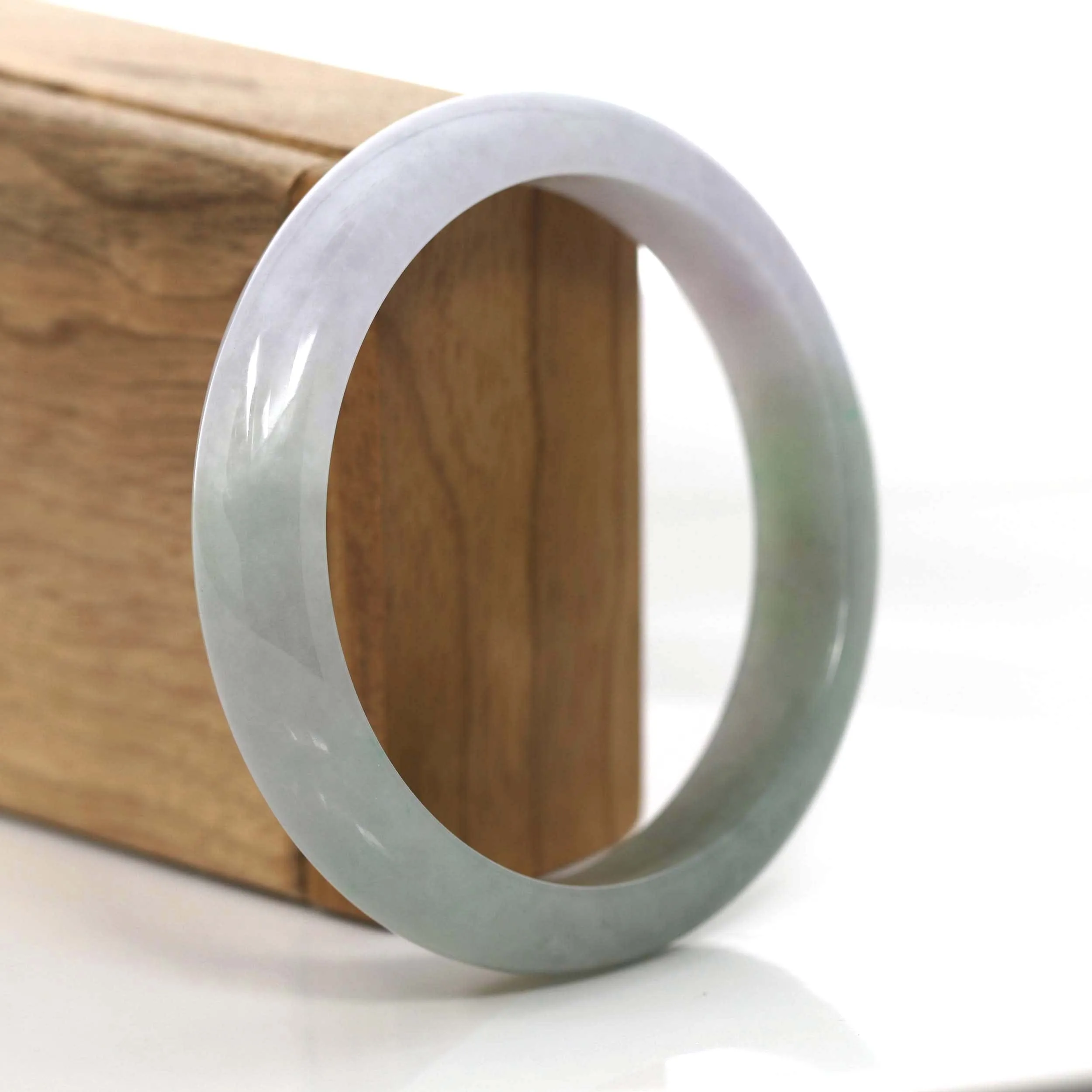 Classic Lavender- Green Burmese Jadeite Jade Bangle Bracelet (60.46 mm) #701