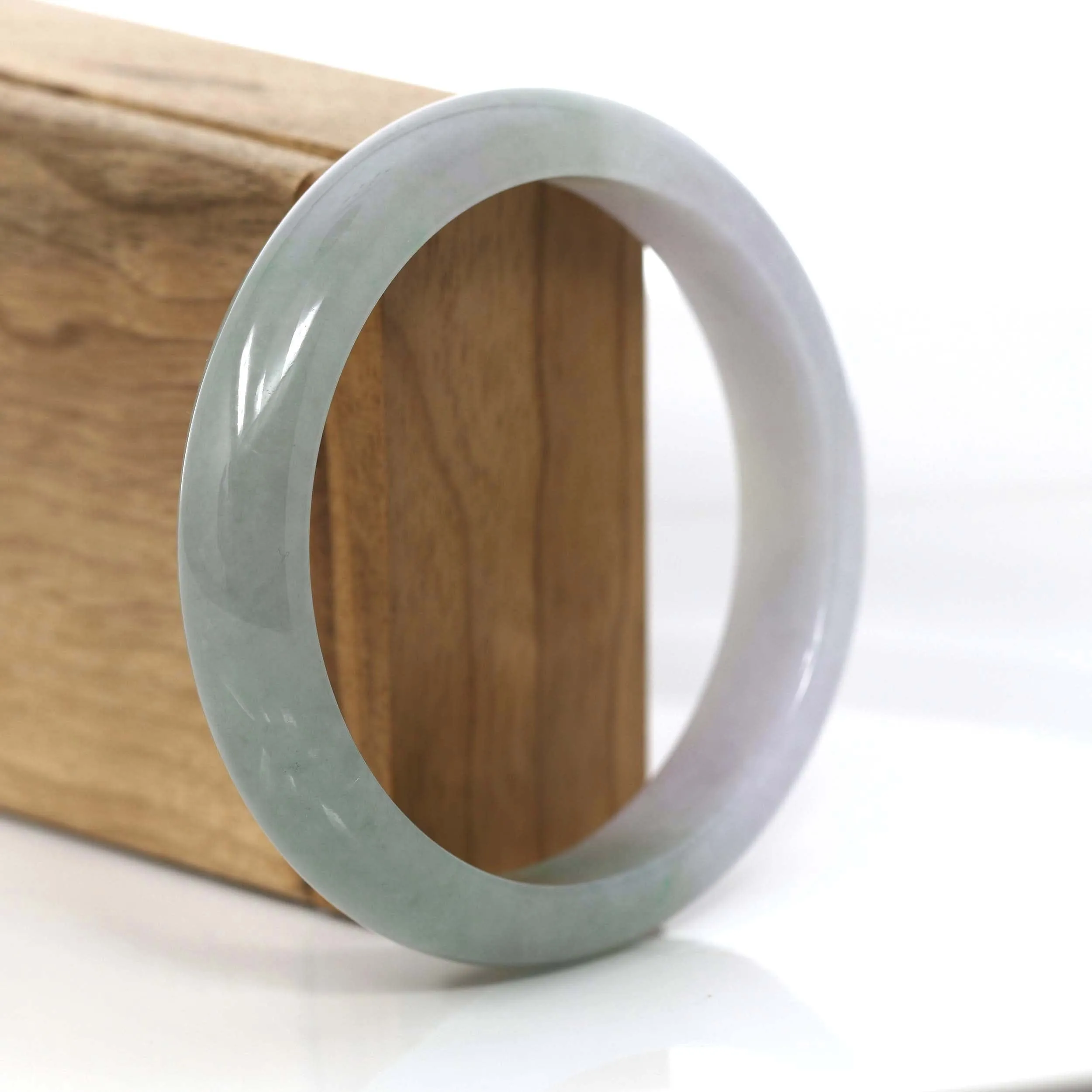 Classic Lavender- Green Burmese Jadeite Jade Bangle Bracelet (60.46 mm) #701