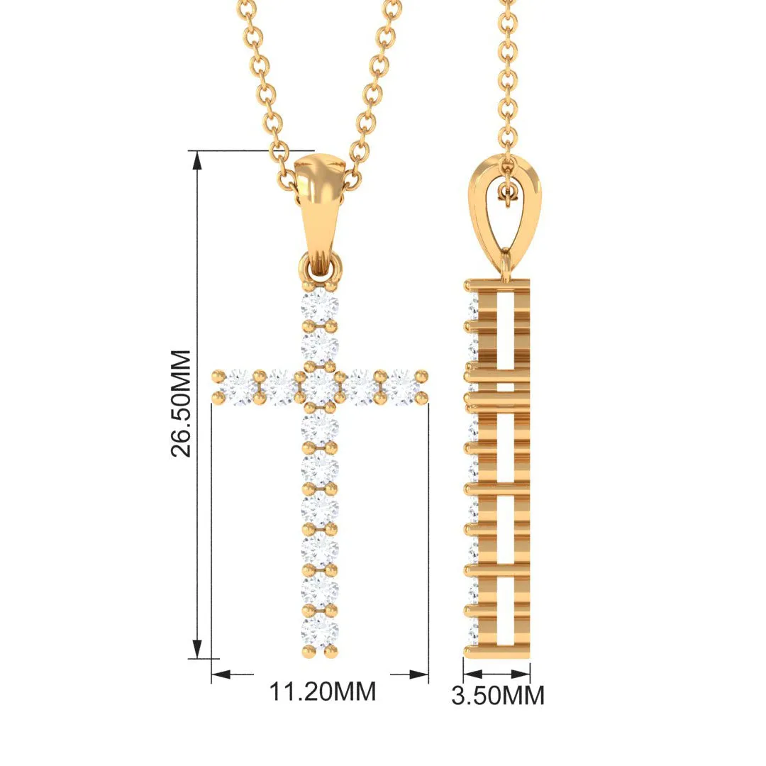 Classic Moissanite Cross Pendant in Prong Setting