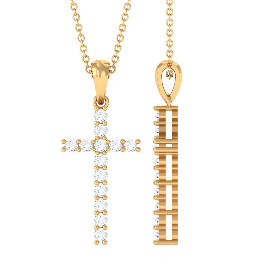 Classic Moissanite Cross Pendant in Prong Setting