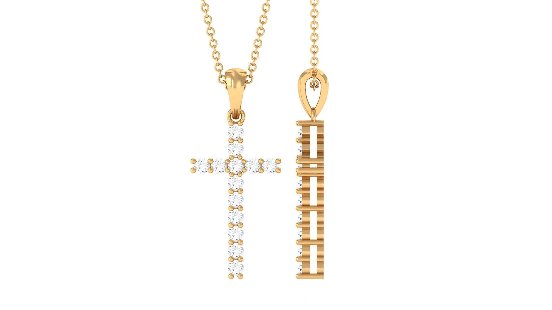 Classic Moissanite Cross Pendant in Prong Setting