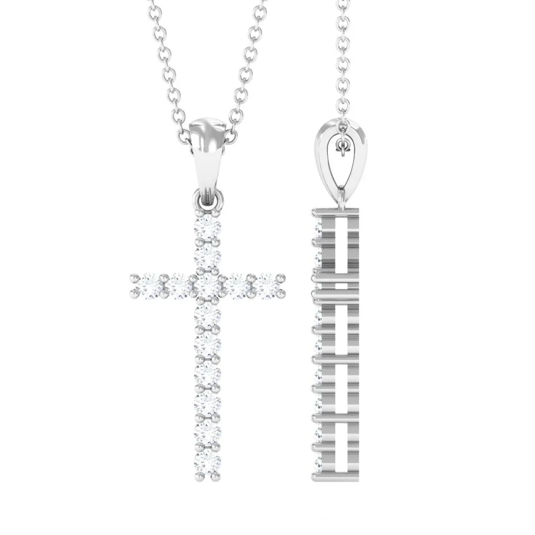 Classic Moissanite Cross Pendant in Prong Setting