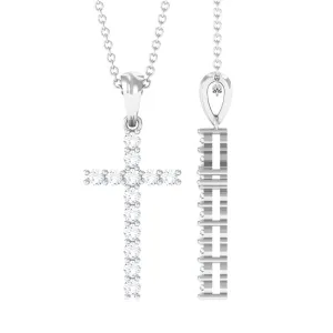 Classic Moissanite Cross Pendant in Prong Setting