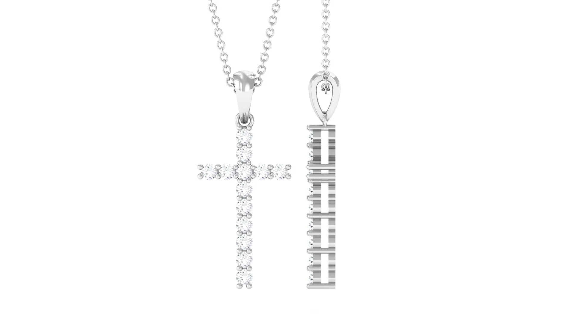 Classic Moissanite Cross Pendant in Prong Setting