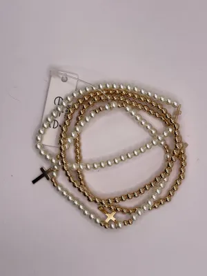 Cross Charm and Pearl Beaded Bracelet