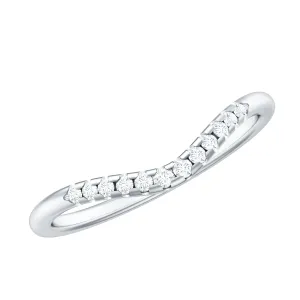 Curved Gold Stackable Ring with Prong Set Moissanite