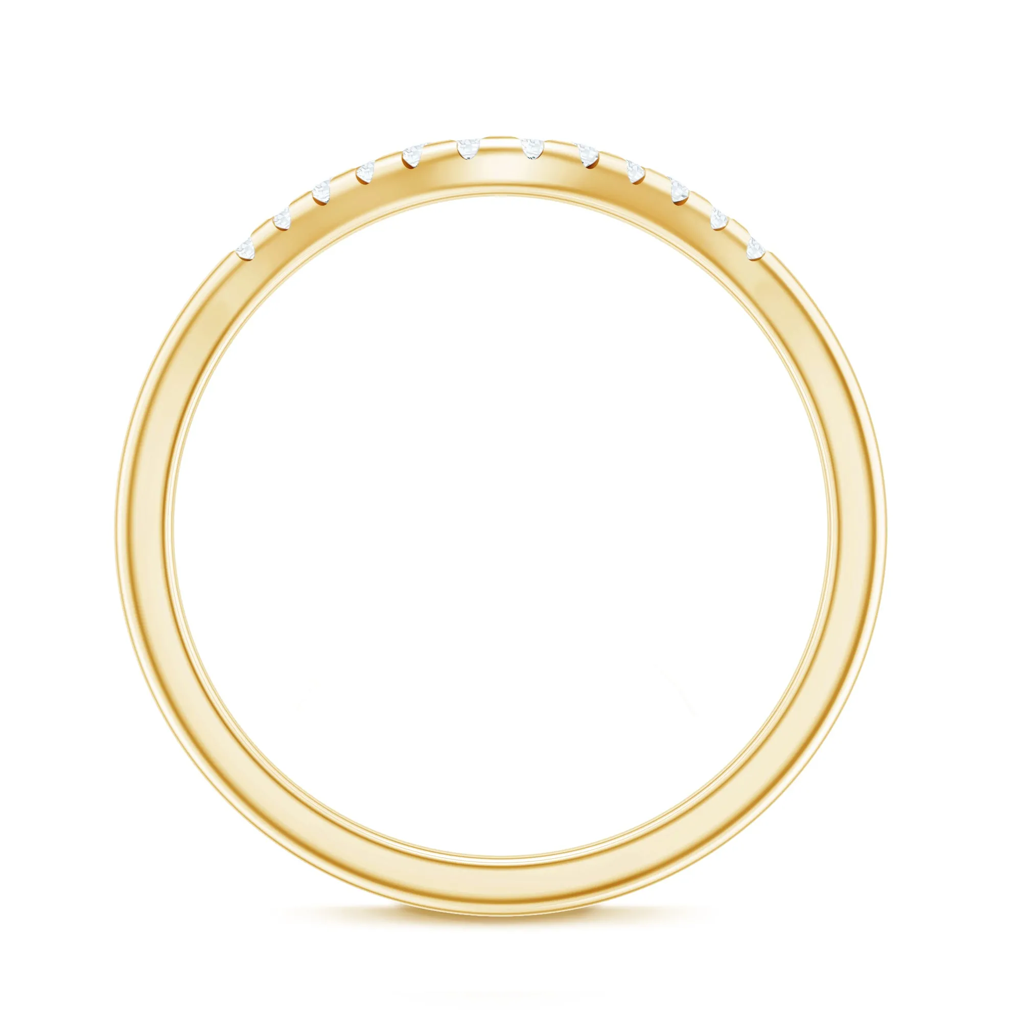 Curved Gold Stackable Ring with Prong Set Moissanite