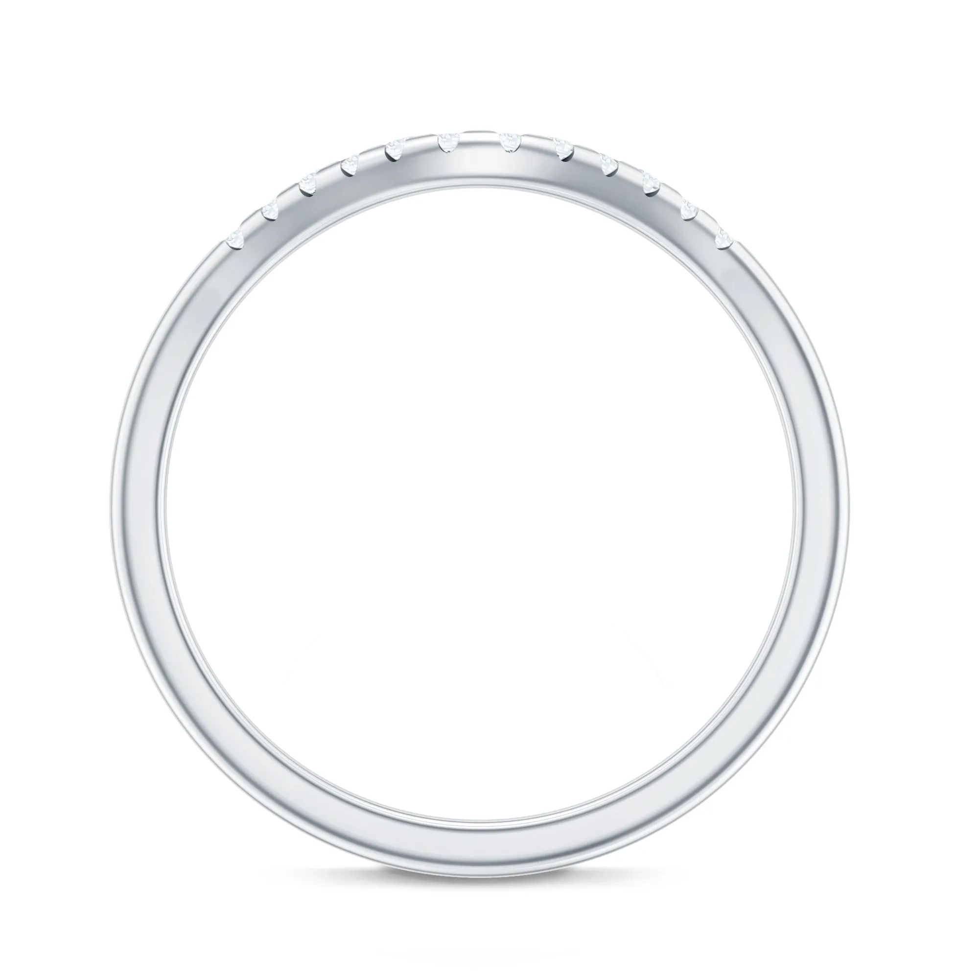 Curved Gold Stackable Ring with Prong Set Moissanite
