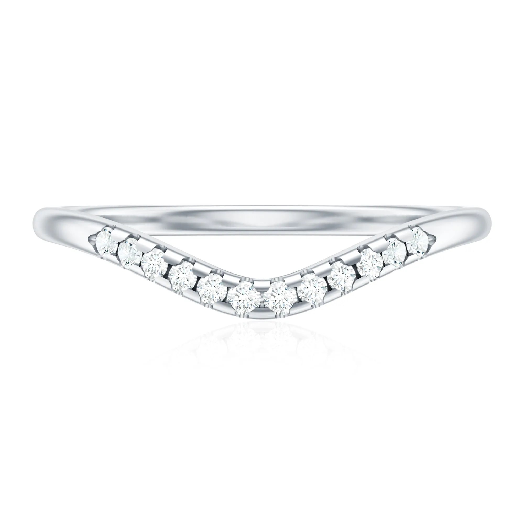 Curved Gold Stackable Ring with Prong Set Moissanite